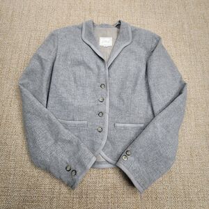 Vintage‎ Lorch Cropped Blazer Womens 10 Gray Wool Blend Pockets Lined Office USA